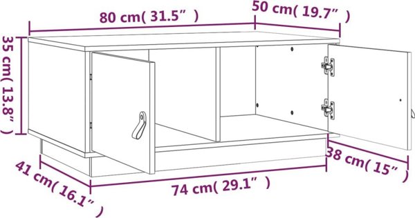 vidaXL Stolik Kawowy, Μέλι Καφέ, 80x50x35 cm, Στερεό Πεύκο