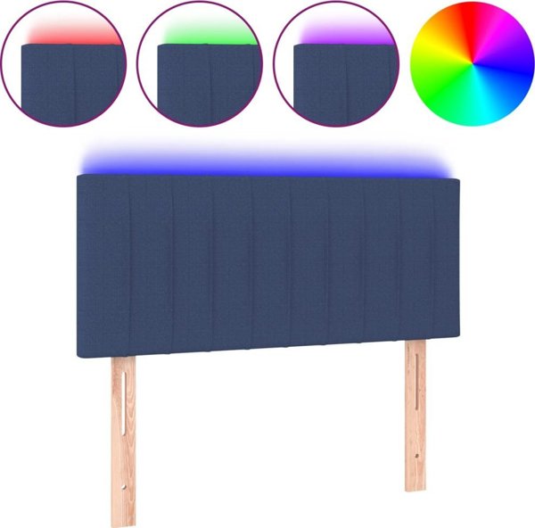 vidaXL κεφαλάρι κρεβατιού με LED, μπλε, 100x5x78/88 εκ., ύφασμα