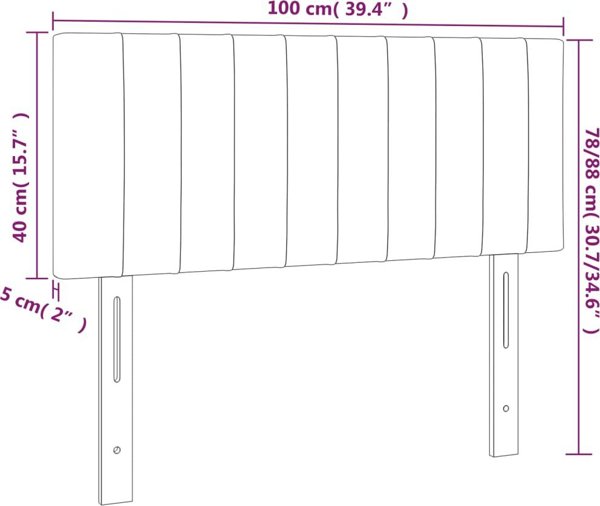 vidaXL κεφαλάρι κρεβατιού με LED, μπλε, 100x5x78/88 εκ., ύφασμα