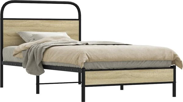 vidaXL Κρεβάτι Μονό 100x200 εκ. από Ξύλο Δρυός Sonoma - Χωρίς Στρώμα