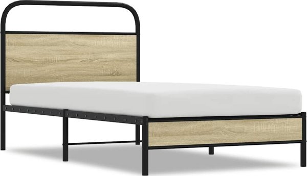 vidaXL Κρεβάτι Μονό 100x200 εκ. από Ξύλο Δρυός Sonoma - Χωρίς Στρώμα