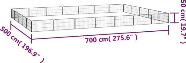 vidaXL vidaXL Kojec dla psa, 24 panele, czarny, 100x50 cm, stal