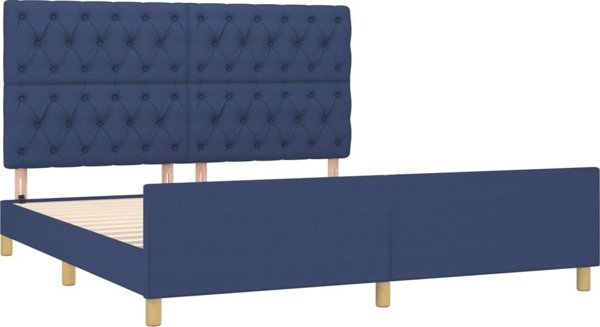 vidaXL Rama κρεβατιού με κεφαλάρι, μπλε, 160x200 εκ., επενδεδυμένη με ύφασμα