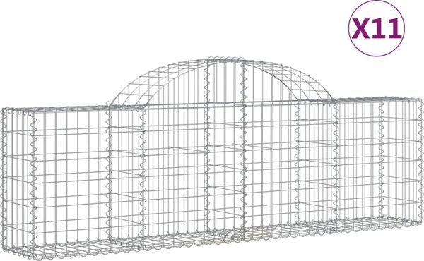 vidaXL Kosze gabionowe, 11 τεμ, 200x30x60/80 εκ, γαλβανισμένο σίδερο