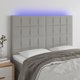 vidaXL Κεφαλάρι κρεβατιού με LED, ανοιχτό γκρι, 144x5x118/128 cm, ύφασμα