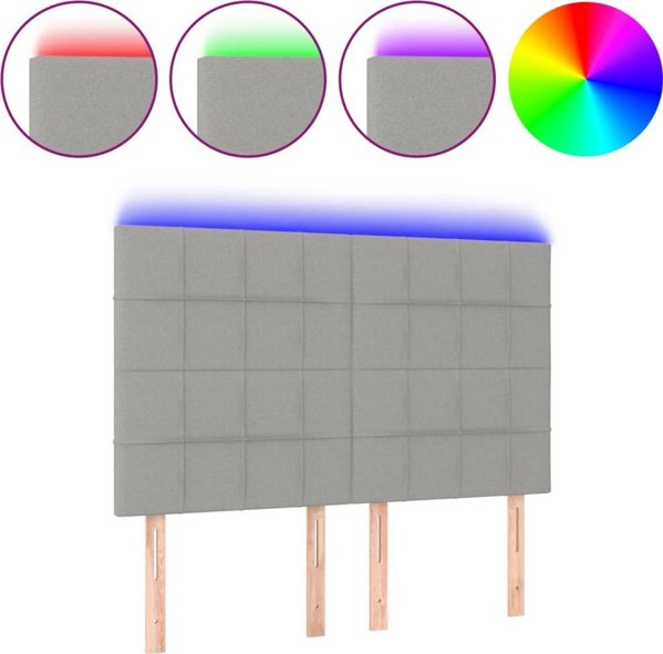 vidaXL Κεφαλάρι κρεβατιού με LED, ανοιχτό γκρι, 144x5x118/128 cm, ύφασμα