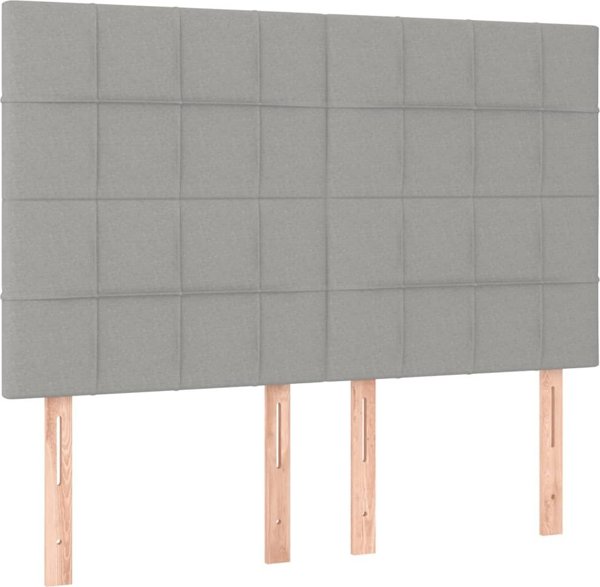 vidaXL Κεφαλάρι κρεβατιού με LED, ανοιχτό γκρι, 144x5x118/128 cm, ύφασμα