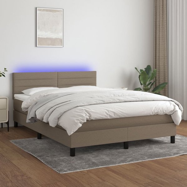 vidaXL Λύκνο κοντινεντάλ με στρώμα, taupe, 140x200 cm, ύφασμα