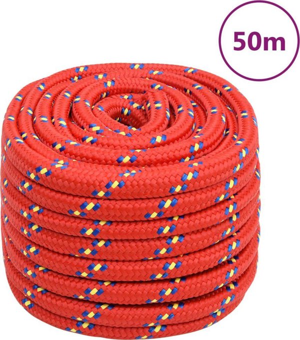 vidaXL Ναυτιλιακό σχοινί κόκκινο 20 mm, 50 m, πολυπροπυλένιο