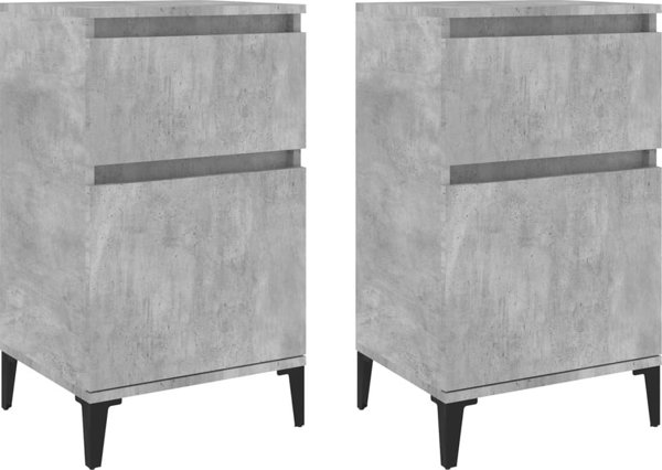 vidaXL Κομοδίνα, 2 τεμάχια, Απόχρωση Μπετό, 40x35x70 εκ.