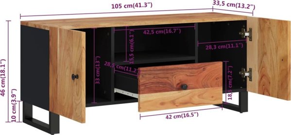 vidaXL Έπιπλο Τηλεόρασης, 105x33.5x46 εκ., Ακακία και Συνθετικό Ξύλο