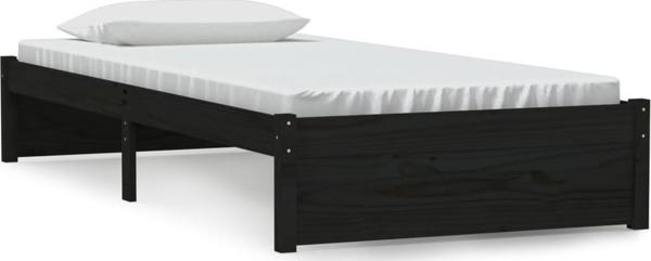 vidaXL Rama lozka, czarna, lite drewno, 90x190 cm, pojedyncza