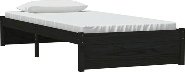 vidaXL Rama lozka, czarna, lite drewno, 90x190 cm, pojedyncza