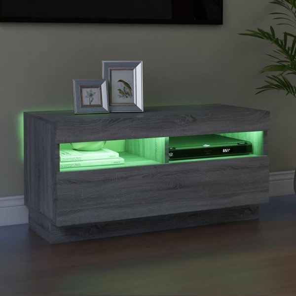 vidaXL Έπιπλο Τηλεόρασης με LED Φωτισμό, Sonoma Γκρι Δρυς, 80x35x40 εκ.