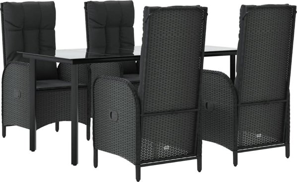 vidaXL vidaXL 5-cz. zestaw wypoczynkowy do ogrodu, poduszki, czarny rattan PE