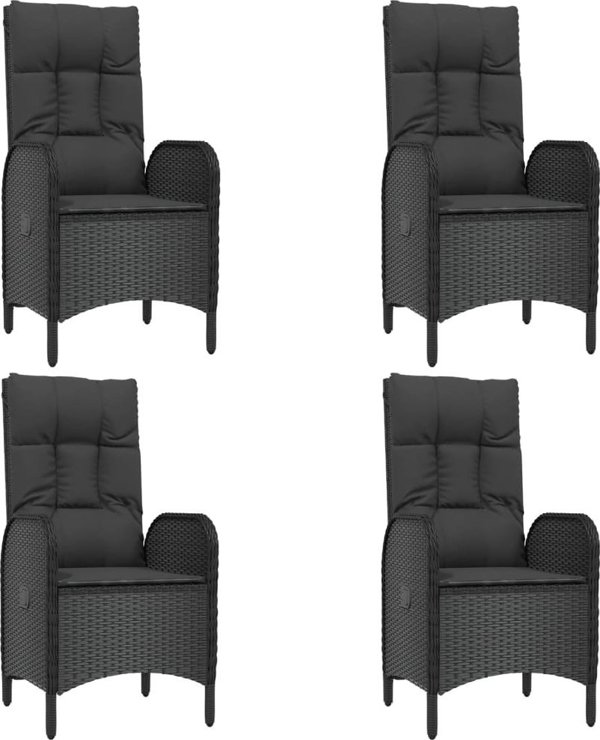 vidaXL vidaXL 5-cz. zestaw wypoczynkowy do ogrodu, poduszki, czarny rattan PE