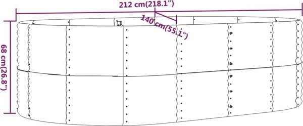 vidaXL vidaXL Donica ogrodowa, szara, 212x140x68 cm, malowana proszkowo stal