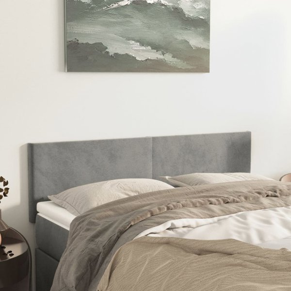 vidaXL 2 Τεμάχια Κομοδίνα, Ανοιχτό Γκρι, 72x5x78/88 cm, Βελούδο