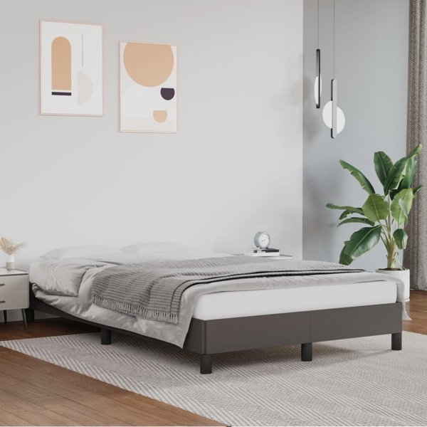 vidaXL Rama lozka, szara, 120x200 cm, obite sztuczna skora