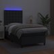 vidaXL κρεβάτι κοντινεντάλ με στρώμα και LED, μαύρο συνθετικό δέρμα 80x200 εκ