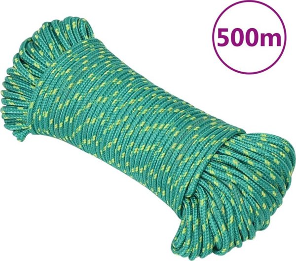 vidaXL Ομοιόμορφο ναυτικό σχοινί, πράσινο, 5 mm, 500 m, πολυπροπυλένιο