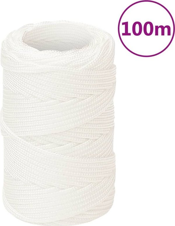 vidaXL Ναυτικό σχοινί, λευκή μονόχρωμη, 2 mm, 100 m, πολυπροπυλένιο