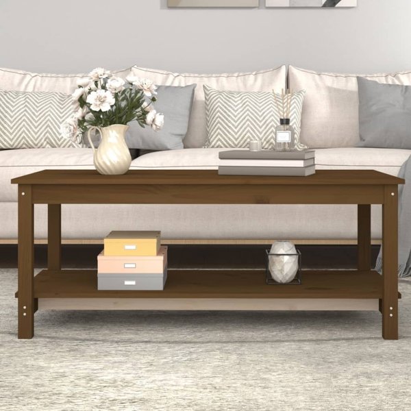 vidaXL Τραπέζι καφέ, μελί καφέ, 110x55x45 cm, από καθαρό πεύκο