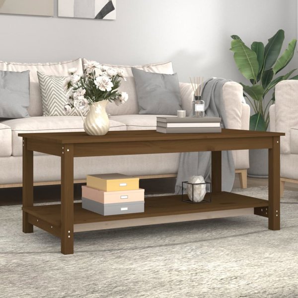vidaXL Τραπέζι καφέ, μελί καφέ, 110x55x45 cm, από καθαρό πεύκο