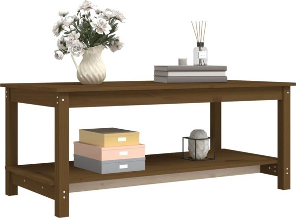 vidaXL Τραπέζι καφέ, μελί καφέ, 110x55x45 cm, από καθαρό πεύκο