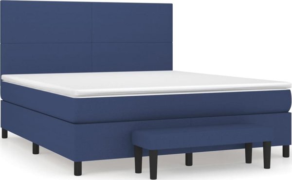 vidaXL Κρεβάτι Continental με Στρώμα, Μπλε, Υφασμάτινο, 160x200 cm