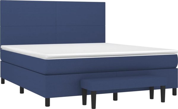 vidaXL Κρεβάτι Continental με Στρώμα, Μπλε, Υφασμάτινο, 160x200 cm
