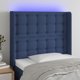 vidaXL Επένδυση κεφαλιού κρεβατιού με LED, μπλε, 93x16x118/128 cm, ύφασμα