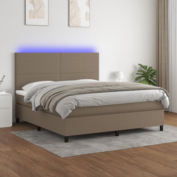 vidaXL Κρεβάτι Continental με Στρώμα, Taupe, 180x200 εκ., Ύφασμα