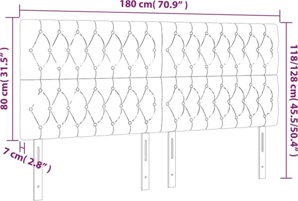 vidaXL Κεφαλάρι Κρεβατιού με LED, Ανοιχτό Γκρι, 180x7x118/128 cm, Ύφασμα