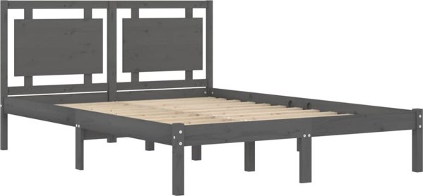 vidaXL Σκελετός κρεβατιού, γκρι, μασίφ ξύλο, 200 x 200 cm