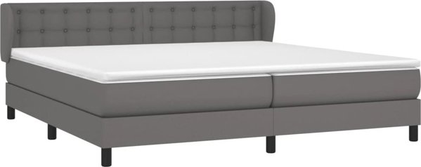 vidaXL Κρεβάτι kontynental με στρώμα, γκρι, οικοδερμα 200x200 εκ
