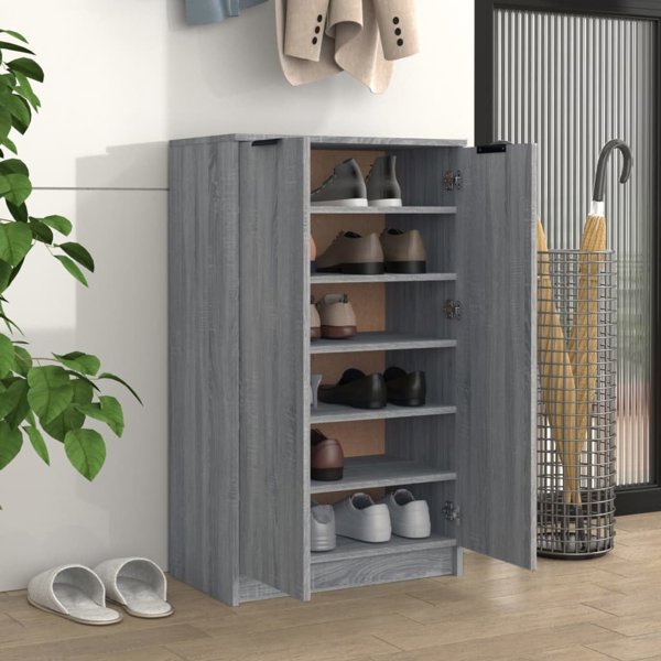 vidaXL Ντουλάπι παπουτσιών, γκρι σονομά δρυς, 59x35x100 cm
