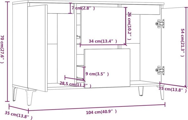 vidaXL Ντουλάπι καπνιστό δρυς 104x35x70 cm