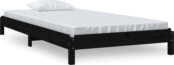 vidaXL Στοιβαζόμενο κρεβάτι, μαύρο, 75 x 190 cm, μασίφ πεύκο