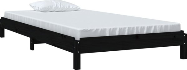 vidaXL Στοιβαζόμενο κρεβάτι, μαύρο, 75 x 190 cm, μασίφ πεύκο