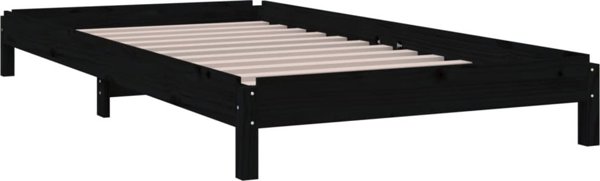 vidaXL Στοιβαζόμενο κρεβάτι, μαύρο, 75 x 190 cm, μασίφ πεύκο
