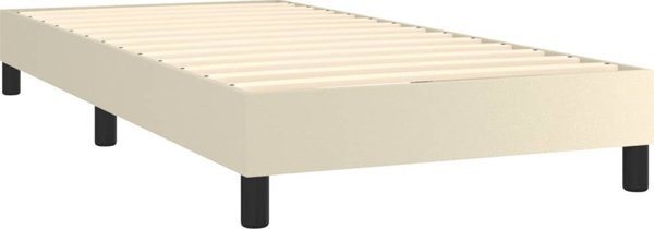 vidaXL lozko kontynentalne z LED, materac, kremowe, ekoskora 100x200cm