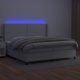 vidaXL Ηπειρωτικό κρεβάτι με στρώμα και LED, λευκή οικοδερματίνη 200x200cm