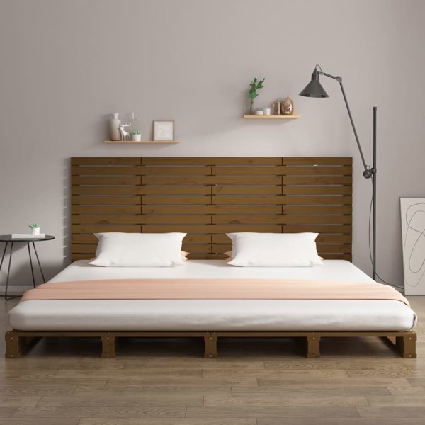 vidaXL Κεφαλάρι κρεβατιού, μέλι καφέ, 166x3x91,5 εκ, από ξύλο πεύκου
