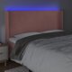 vidaXL Κεφαλάρι Κρεβατιού με LED, Ροζ, Βελούδο 203x16x118/128 εκ.