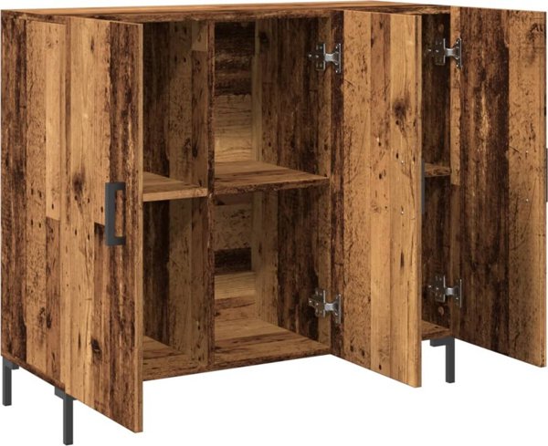 vidaXL Ντουλάπι, παλιό ξύλο, 90x34x80 εκ, ξυλοειδές υλικό