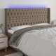 vidaXL Κεφαλάρι για κρεβάτι με LED, ταουπέ, 203x16x118/128 cm, ύφασμα