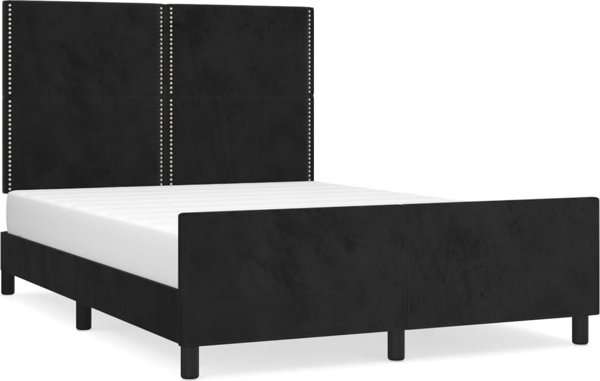 vidaXL Κρεβατοκάμαρα με κεφαλάρι, μαύρη, 140x200 cm, βελούδινη