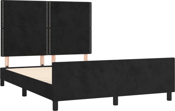 vidaXL Κρεβατοκάμαρα με κεφαλάρι, μαύρη, 140x200 cm, βελούδινη
