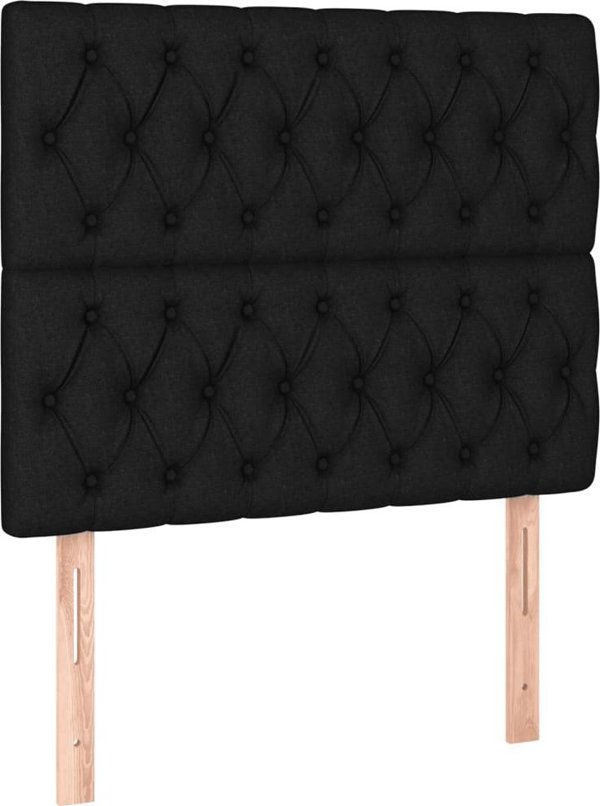 vidaXL Κρεβάτι continental με στρώμα, μαύρο, 90 x 190 cm, ύφασμα
